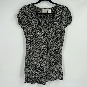 The Masai Clothing Company Floral Black and Cream Print Blouse Size Large